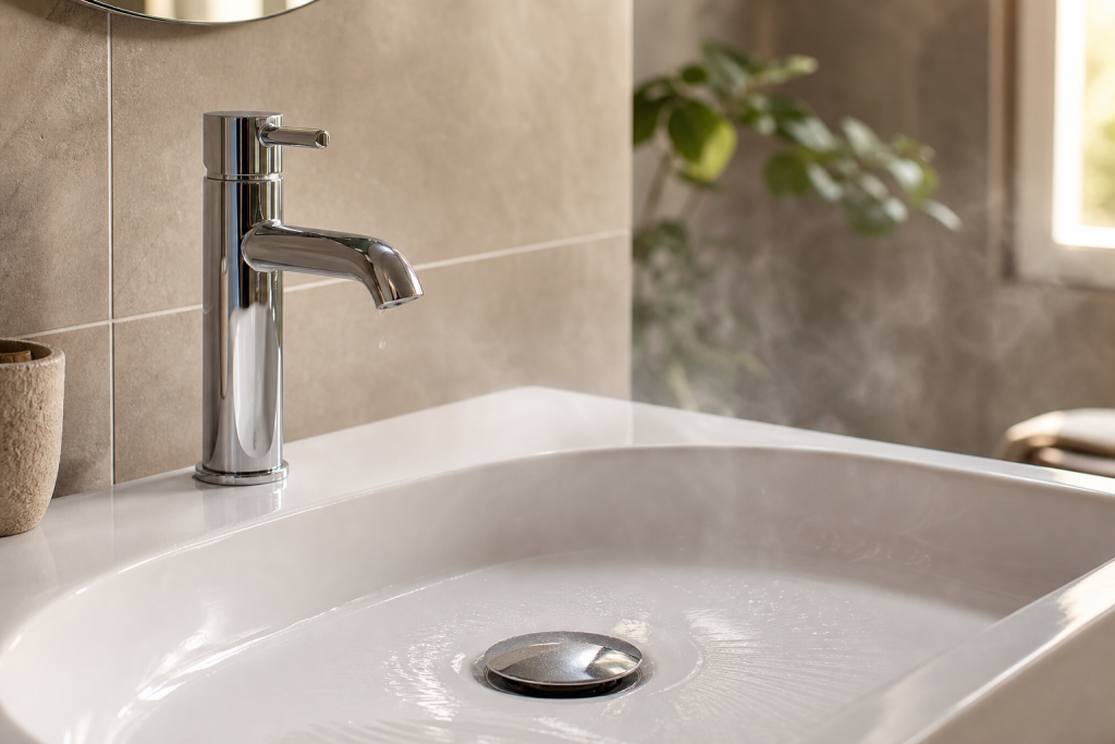 Lavabo de salle de bains propre et sans odeur