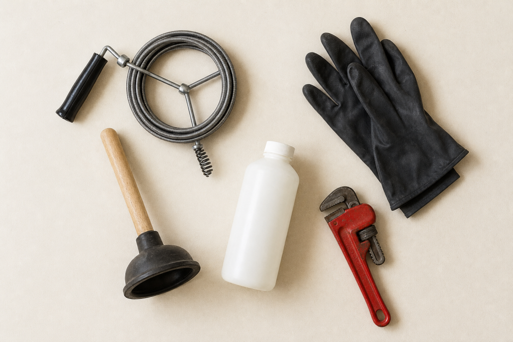 Outils de débouchage : furet, ventouse, pince